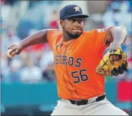  ?? ?? El dominicano Ronel Blanco, de los Astros de Houston, en su labor