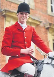  ??  ?? Smirking Charles Carter in his red hunting gear and, right, Linda Hoggard outside court yesterday