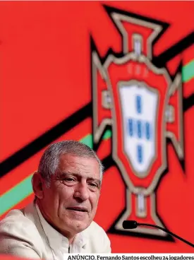  ?? ?? ANÚNCIO. Fernando Santos escolheu 24 jogadores