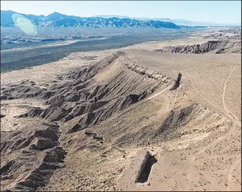  ?? Michael Quine Las Vegas Review-Journal Follow @Vegas88s ?? Access to “Double Negative,” an earth sculpture by Michael Heizer on Mormon Mesa northeast of Logandale stood to be affected by a now-canceled solar project.