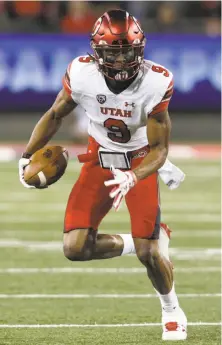  ?? Rick Scuteri / Associated Press ?? Utah receiver Darren Carrington II, who previously played at Oregon, leads the Pac-12 with 121.2 receiving yards per game.