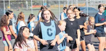  ?? ?? Some of the junior netballers that took advantage of the training session held by Central Pulse players at Donnelly Park at the weekend.