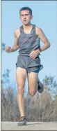  ?? ?? St. Francis High senior Julian Vargas runs to a third-place finish in the PCAL’s third Cypress Division Center Meet at Toro Park in Salinas on Wednesday.
