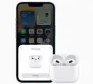  ?? Photograph: Apple ?? The third-generation AirPods have all the same instant-pairing features as Apple’s other earbuds.