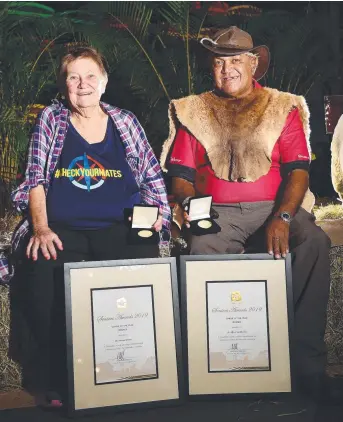  ?? Picture: SHAE BEPLATE ?? TOP HONOURS: Townsville City Council Senior Award winners Robyn Moore and Alfred Smallwood, pictured at the 2019 luncheon.