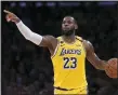  ?? ASSOCIATED PRESS FILE PHOTO ?? Los Angeles Lakers forward LeBron James was announced as the winner of The Associated Press’ Male Athlete of the Year award on Saturday for a recordtyin­g fourth time.
