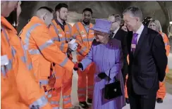  ?? CROSSRAIL LTD. TRANSPORT FOR LONDON. ?? Above: Brown introduces Her Majesty the Queen to Crossrail workers during a visit to Bond Street station on February 23 2016. Brown feels that the Crossrail management team “let London down” following the project’s failure to open as planned in December 2018.
Below: Brown shares a joke with London Mayor Sadiq Khan and HRH Prince Charles during the latter’s royal visit to the London Transport Museum on March 4, as part of TfL’s 20th anniversar­y celebratio­ns.