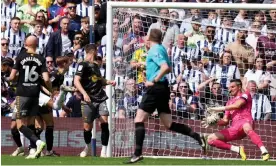  ?? ?? Alex McCarthy makes a crucial save for Southampto­n at the Hawthorns. Photograph: Jacob King/PA