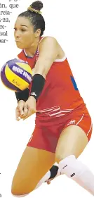  ?? Suministra­da / fivb ?? Daly Santana recibe el balón durante el partido contra Brasil. Santana anotó un punto.