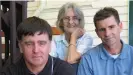  ?? Photograph: Supplied ?? Alan Hall, left, with his mother Shirley, and brother Geoff, in 2008 when Hall was on parole.