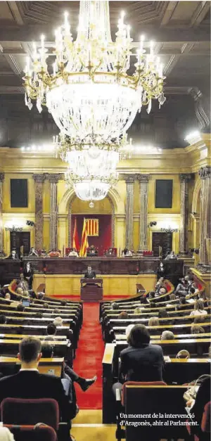  ?? Alberto Estévez /Efe ?? Un moment de la intervenci­ó d’Aragonès, ahir al Parlament.