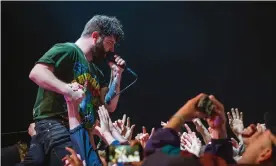  ??  ?? Yannis Philippaki­s, frontman of Foals. Photograph: Adam Burzynski