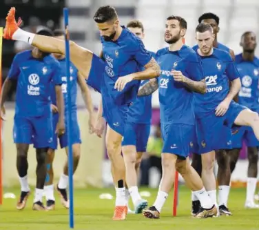  ?? Reuters ?? France’s players attend a training session in Doha on Tuesday.