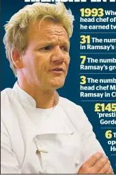  ??  ?? CELEBRITY chef Gordon Ramsay’s restaurant empire has reported its first profit since 2012 thanks to opening new eateries overseas.
The 50-year-old said the last financial year had been ‘pivotal’ for the group, which reported an after-tax profit of...