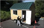  ?? KARL MONDON — STAFF PHOTO ?? Peter Stiehler, head of the Catholic Worker Hospitalit­y House, works on a recently purchased “tiny house” Thursday, Dec. 1, 2016, in San Bruno.