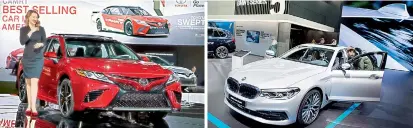  ?? FOTOS REBECA COOK, AFP ?? El Toyota Camry, uno de los vehículos más vendidos en Estados Unidos en su segmento (izquierda) y la nueva cara de los BMW Serie 5.