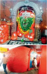  ?? —DC ?? The swayambhu Hanuman emerged on a humongous rock, which is suitably painted a vivid orange, symbolic of Lord Hanuman.