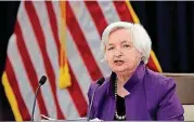  ?? [AP PHOTO] ?? Federal Reserve Chair Janet Yellen speaks in Washington, to announce the Federal Open Market Committee decision on interest rates following a two-day meeting in June. Yellen on Friday released her semiannual report to Congress.