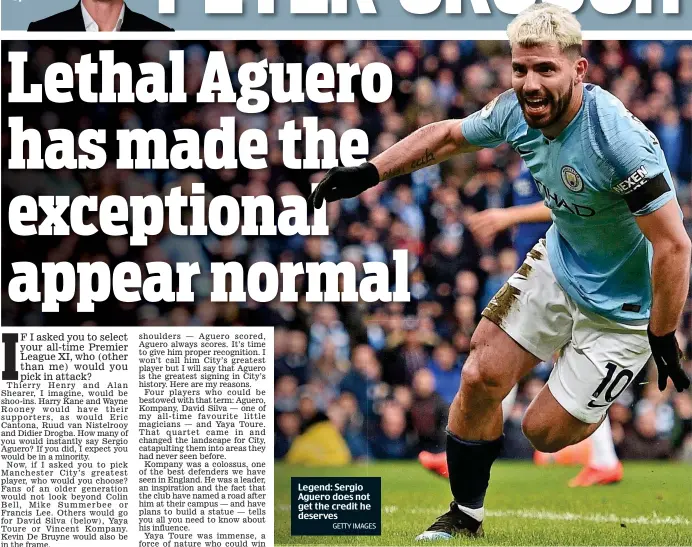  ?? GETTY IMAGES ?? Legend: Sergio Aguero does not get the credit he deserves