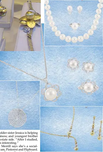  ??  ?? Bling in the
New Year: Metro Jewelry’s South Sea pearl,
pearl flower, diamond spiral and gold ball
designs