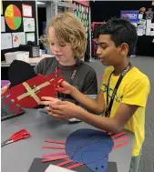  ?? ?? Jack and Harith work together at the recent STEAM camp held at Morningsid­e School