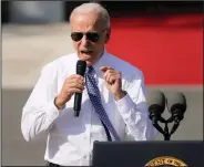  ?? (File Photo/AP/Andrew Harnik) ?? Biden talks about reducing inflation Sept. 13 during a ceremony on the South Lawn of the White House in Washington.