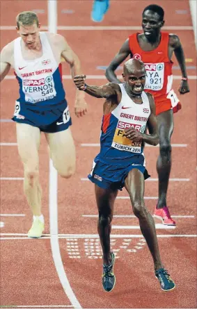  ?? Photo: GETTY IMAGES ?? Running man: Mo Farah bounced back from the illness that kept him out of the Commonweal­th Games to win the European 10,000m title.