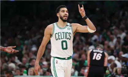  ?? Photograph: Paul Rutherford/USA Today Sports ?? Jayson Tatum led the way for the Celtics as they clinched a crucial postseason win.