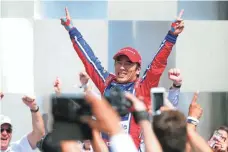  ??  ?? Takuma Sato has been busy since winning the Indianapol­is 500, making trips to New York and the Dallas-Fort Worth area. THOMAS J. RUSSO, USA TODAY SPORTS