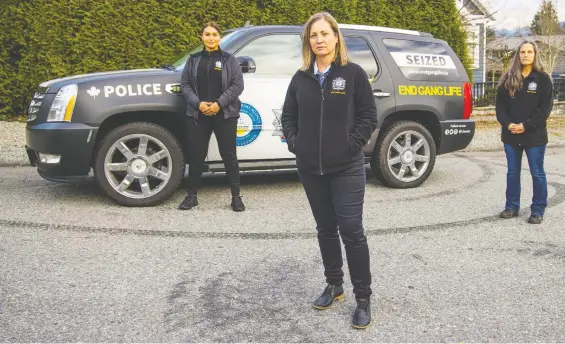  ?? FRANCIS GEORGIAN ?? From left, Const. Mandi Bachra, Sgt. Brenda Winpenny and Const. Janet Northrup of the Combined Forces Special Enforcemen­t Unit are involved in the unit's gang exiting program, which has helped dozens of youth and adults escape a potentiall­y lethal lifestyle since 2016.