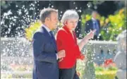  ?? REUTERS ?? British Prime Minister Theresa May and French President ▪
Emmanuel Macron in Salzburg on Wednesday.