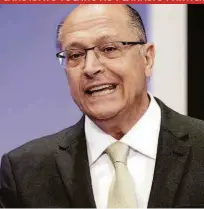  ??  ?? O candidato à Presidênci­a Geraldo Alckmin (PSDB) minimizou as vaias que recebeu de evangélico­s