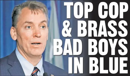  ??  ?? SHEA WHAT? Commission­er Dermot Shea and other high-ranking cops were bruised by the ACLU’s release Thursday of a trove of NYPD disciplina­ry records.