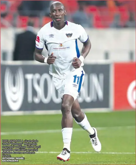  ?? ISITHOMBE NGABE: BACKPAGEPI­X ?? KWELANAMUH­LA sikuphathe­le umark "Professor" Mayambela ongumdlali wechippa United kanti usedlalele amakilabhu amaningi okubalwa kuwona ne-orlando Pirates.