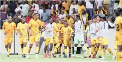  ?? | Backpagepi­x ?? GEORGE MALULEKA of Kaizer Chiefs celebrates with teammates after scoring the winning goal midweek against SuperSport United. The Amakhosi play in the Caf Confederat­ion Cup tomorrow against ASSM Elgeco Plus.