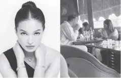  ?? ?? Sarah Lahbati was seen with a mystery man at a restaurant in Hong Kong.