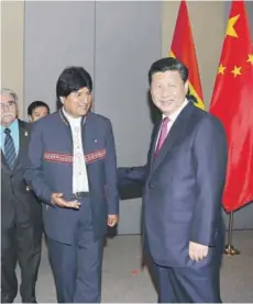  ??  ?? Evo Morales y Xi Jinping durante una reunión bilateral en Brasilia, en 2014.