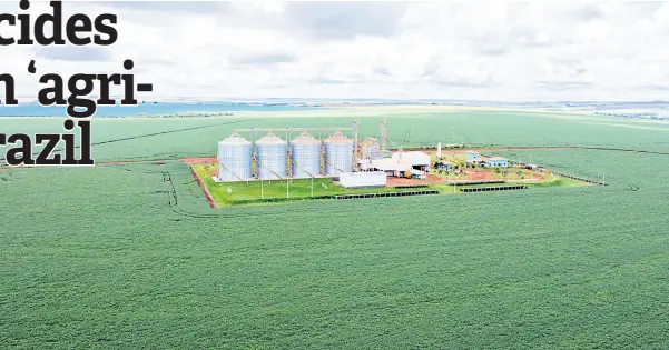  ?? ?? Aerial view of a soybean plantation at one of the plots of the Bom Jardim Lagoano farm.