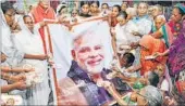  ?? HT PHOTO ?? Widows display rakhis they have made for Prime Minister Narendra Modi, in Varanasi on Sunday.