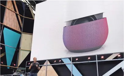  ?? ERIC RISBERG, AP ?? Google Home project lead Mario Queiroz introduces the new device at the I/O developers conference. Home will be able to play music, complete a range of tasks and answer questions that one would ask of Google search.