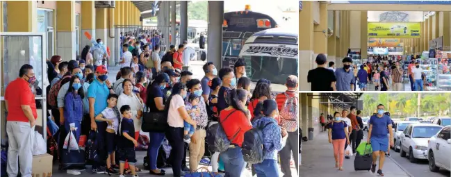  ?? FOTOS: MELVIN CUBAS ?? DEMANDA. La terminal de buses en el bulevar del sur tiene un tráfico de más de 150,000 personas de lunes a jueves; el fin de semana aumenta.