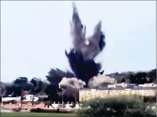  ??  ?? KABOOM: The German device is detonated yesterday in a residentia­l area of Exeter