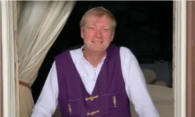  ??  ?? Tom Lishman, pictured at an event in the UK in July 2018, wearing a Tolemac waistcoat. Photograph: Guardian Community
