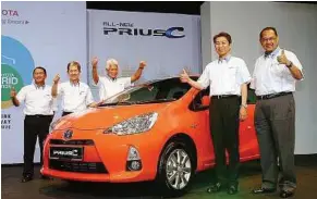  ??  ?? From left: Ismet, Takashi Hibi, Tan Sri Asmat Kamaludin, Hiroshi Hatada and Datuk Syed Hisham Syed Wazin at Launch of the new Toyota Prius.