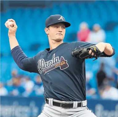  ?? STEVE RUSSELL/TORONTO STAR ?? Atlanta Braves right-hander Mike Soroka was making just his fifth major-league start on Tuesday. The 20-year-old has impressed former Jays general manager Alex Anthopoulo­s, now the GM in Atlanta.