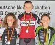  ?? Foto: Armin Küstenbrüc­k ?? Luisa Daubermann (Mitte) ist deutsche U17 Meisterin im Mountainbi­ke Cross Country.