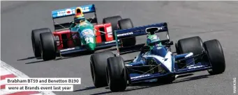  ??  ?? Brabham BT59 and Benetton B190 were at Brands event last year
