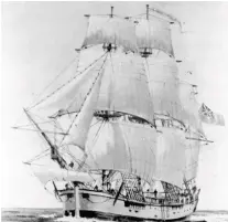  ??  ?? Endeavour, the ship used by Captain James Cook during his great voyage of exploratio­n of 1768- 1771.