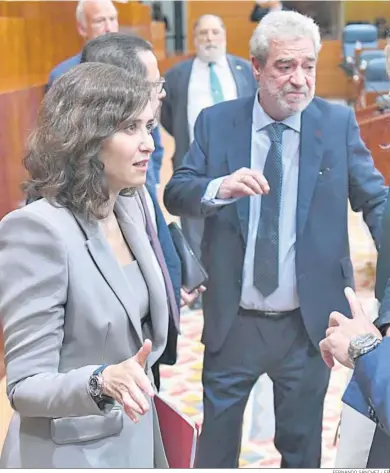  ?? FERNANDO SÁNCHEZ / EP ?? Isabel Díaz Ayuso, presidenta de Madrid, y su jefe de Gabinete, Miguel Ángel Rodríguez.