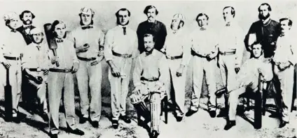  ??  ?? Vanguard: The All-england XI who endured a perilous 66-day journey to Melbourne aboard the SS Great Britain in 1861